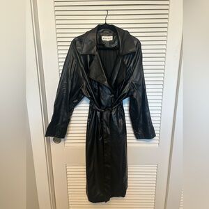 Ava & Viv Women's Faux Black Leather Trench Coat